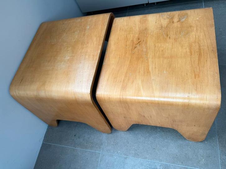 IKEA Folkestorp Benjamin vintage bijzettafel krukje 2x, Huis en Inrichting, Tafels | Bijzettafels, Gebruikt, Rechthoekig, Minder dan 45 cm
