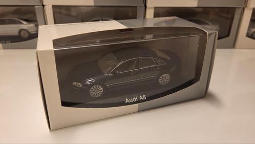 Minichamps Audi A8 D3 4.2 Quattro Blue Metallic Dealer Ed., Hobby en Vrije tijd, Modelauto's | 1:43, Zo goed als nieuw, Auto, MiniChamps