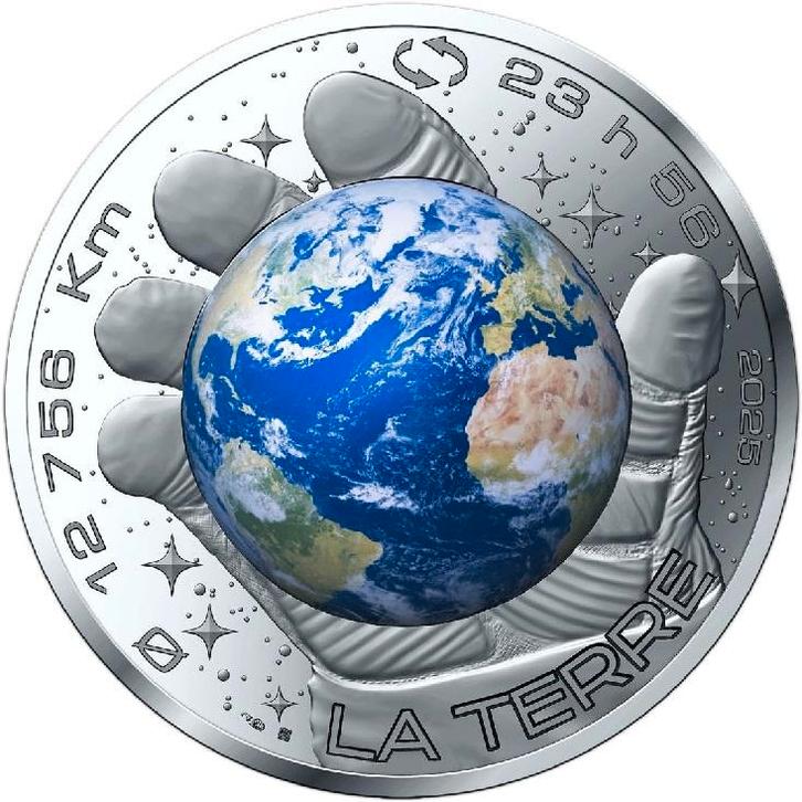 Frankrijk 100 euro 2025 "Aarde", UNC Zilver 0,900, Postzegels en Munten, Munten | Europa | Euromunten, Setje, Overige waardes