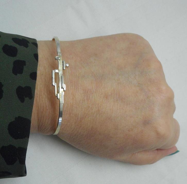 Zilveren modernist armbandje nr.1332, Sieraden, Tassen en Uiterlijk, Armbanden, Gebruikt, Zilver, Zilver, Verzenden