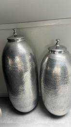 Grote zilver kleurige sier potten met deksel, Ophalen, Overige materialen, Overige kleuren, 50 tot 75 cm