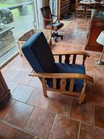 Vintage Rookstoel met Blauwe Bekleding, Gebruikt, Vintage, 75 tot 100 cm, Ophalen of Verzenden