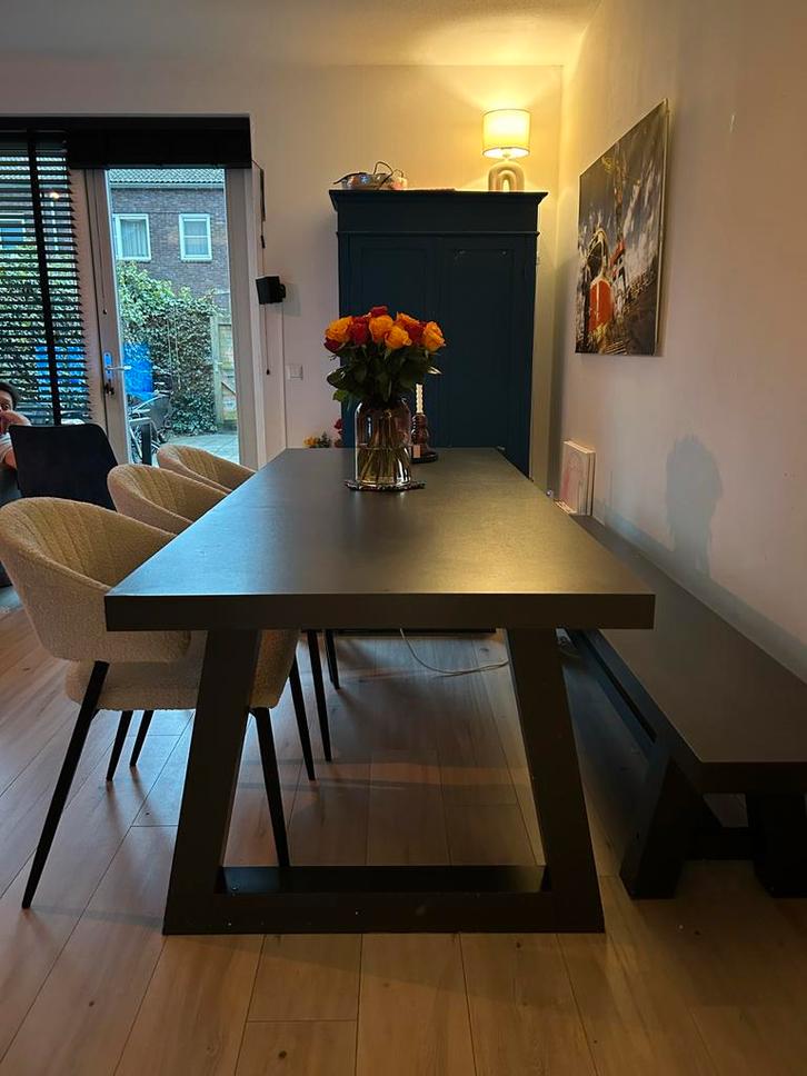 Mooie eettafel met bijpassende bank, Huis en Inrichting, Tafels | Eettafels, Gebruikt, 50 tot 100 cm, 200 cm of meer, Vijf personen of meer