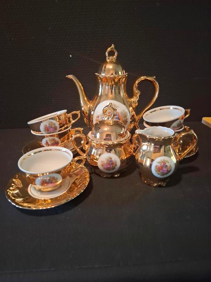 Gouden Bavaria Koffie/Thee Servies - Duitsland, Antiek en Kunst, Antiek | Servies compleet, Ophalen of Verzenden