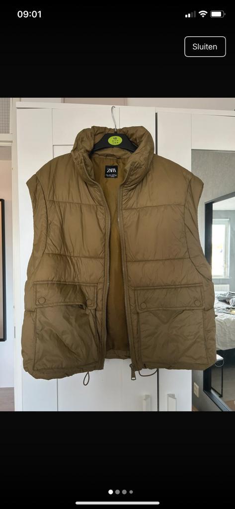 Groenkleurige bodywarmer van Zara maat S, Kleding | Dames, Bodywarmers, Zo goed als nieuw, Maat 36 (S), Zwart, Ophalen of Verzenden