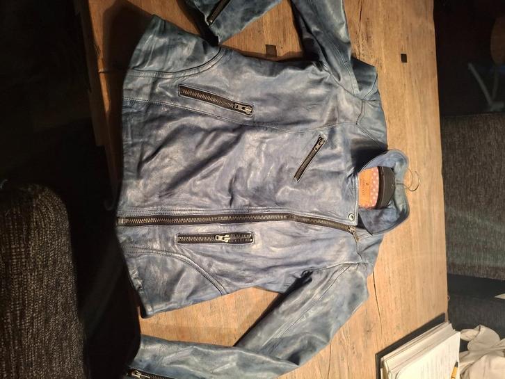 Goosecraft petrol blauw leren jack mt s/m, Kleding | Dames, Jassen | Zomer, Gedragen, Maat 36 (S), Overige kleuren, Ophalen of Verzenden