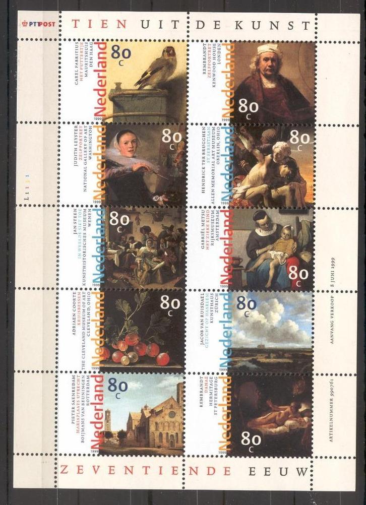 B175 - Nederland nvph V1826/1835 postfris , 17e Eeuwse, Postzegels en Munten, Postzegels | Nederland, Postfris, Na 1940, Verzenden