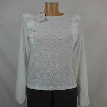 Revelation Dames Witte Blouse met Lange Mouwen, Oogjesdetail beschikbaar voor biedingen