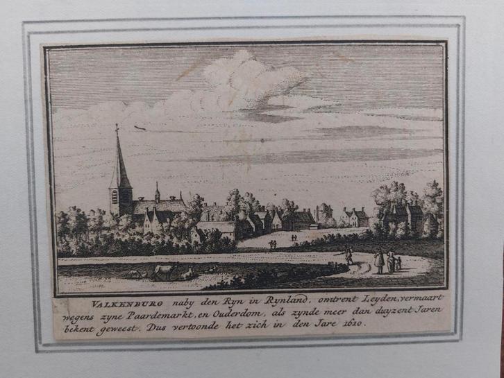 105 / Valkenburg nabij de Rijn Gravure A. Rademaker, Antiek en Kunst, Kunst | Etsen en Gravures, Ophalen of Verzenden