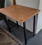 Eiken houten boomstam tafel buro met zwart industriele poten, Ophalen, Zo goed als nieuw