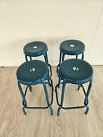 4 blauwe IKEA RÅSKOG barkrukken, Huis en Inrichting, Barkrukken, Ophalen, Gebruikt, 60 tot 90 cm, Metaal