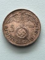 Oude zilveren 5 reichsmark 1937 patina ongepoetst, Verzenden