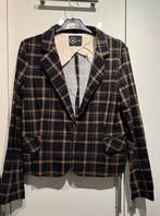 Jane Lushka zwart met cognac geruite blazer mt L, Maat 38/40 (M), Zwart, Ophalen of Verzenden, Zo goed als nieuw