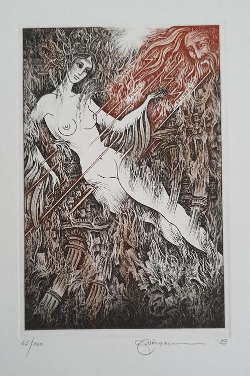 Exlibris / Ex libris N. Cernetsova, Danae, mythologie, Antiek en Kunst, Kunst | Etsen en Gravures, Verzenden