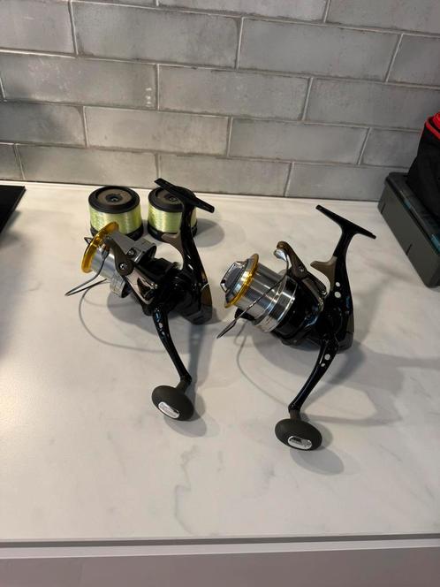 2 x zgan okuma axeon vll 80 big pit surf longcast molens !, Watersport en Boten, Hengelsport | Zeevissen, Zo goed als nieuw, Molen