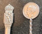 2 Bijzondere Zilveren Lepels met Koningin Wilhelmina Munten, Ophalen of Verzenden