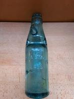 Antieke glazen knikker fles1890 azuur blauw/groen codd-neck, Antiek en Kunst, Ophalen of Verzenden