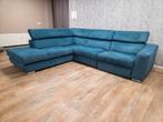 GRATIS BEZORGEN | Zeer Mooi Aqua Blauwe Ribstof Hoekbank, Huis en Inrichting, Info@banxtel.nl, Gebruikt, Hoekbank, Hoekbank