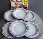 6 Vintage retro aardewerk borden jaren 70 bruin beige bruin, Ophalen of Verzenden, Zo goed als nieuw, Bord(en), Overige stijlen