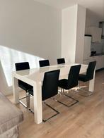 Eettafel met 6 leren stoelen, Huis en Inrichting, Gebruikt, Ophalen of Verzenden
