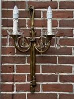 Twee Bronzen antieke Vuurvergulde Wandkandelaars, Ophalen of Verzenden, Gebruikt, Metaal