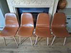 4 Jysk cognackleurige stoelen Eetkamerstoelen, Huis en Inrichting, Ophalen, Zo goed als nieuw, Leer