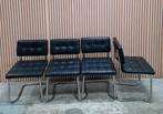Nog 1 x Zwart leer buisframe stoel eetkamerstoelen Vintage, Zwart, Leer, Ophalen of Verzenden, Zo goed als nieuw