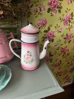 Vintage Emaille Roze Koffiepot met Rozen, Ophalen of Verzenden