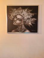 Handgeschilderd portret in lijst, Antiek en Kunst, Kunst | Schilderijen | Klassiek, Ophalen of Verzenden