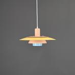 Deense Hanglamp met Oranje, Gele en Blauwe Tinten, Ophalen of Verzenden, Zo goed als nieuw, Metaal, Deens design