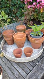 Terracotta potjes €0,50, Tuin en Terras, Ophalen, Gebruikt, Rond, Minder dan 25 cm