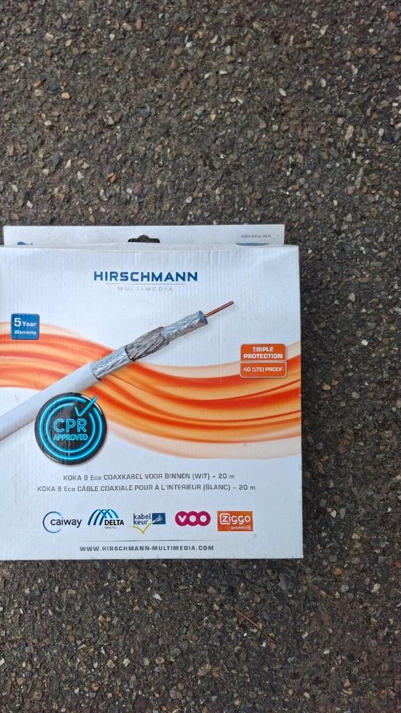 Hirschmann KOKA 9 Coax Kabel - 20 Meter, Audio, Tv en Foto, Audiokabels en Televisiekabels, Nieuw, Coaxiale kabel, 10 meter of meer