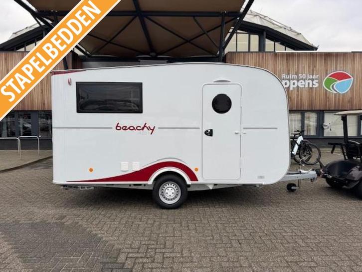 Hobby Beachy 420+ 2026 STAPELBED!!!, Caravans en Kamperen, Caravans, Bedrijf, tot en met 4, 750 - 1000 kg, Treinzit, Hobby, Dwars-stapelbed