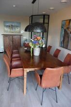 8-persoons eetkamer tafel en stoelen, Ophalen, Zo goed als nieuw, Klassiek/modern, 8 stoelen of meer