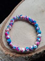 handgemaakte kralen armband blauw roze wit, Sieraden, Tassen en Uiterlijk, Armbanden, Overige materialen, Blauw, Nieuw, Ophalen of Verzenden