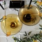 Schaal op voet art-deco amber glas vintage, Ophalen of Verzenden