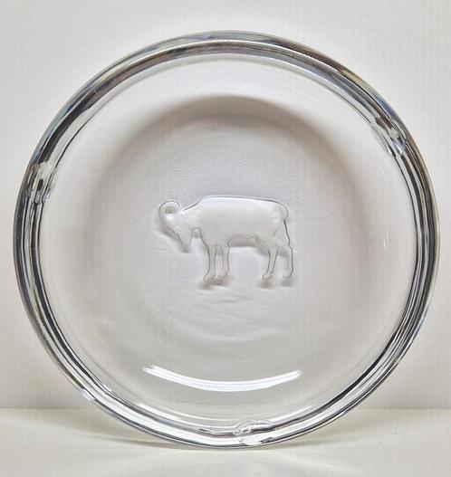 Val Saint Lambert heldere asbak met Ram, België 1960., Antiek en Kunst, Antiek | Glas en Kristal, Ophalen of Verzenden