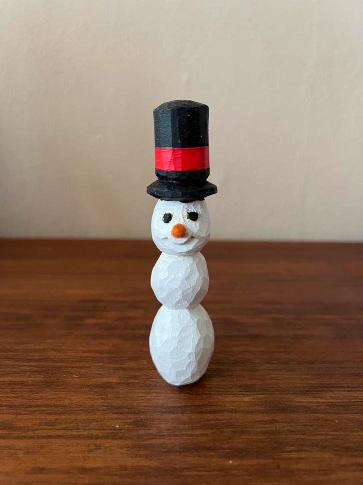Handgemaakte houtgesneden sneeuwpop kerstdecoratie snowman, Diversen, Kerst, Nieuw, Ophalen of Verzenden