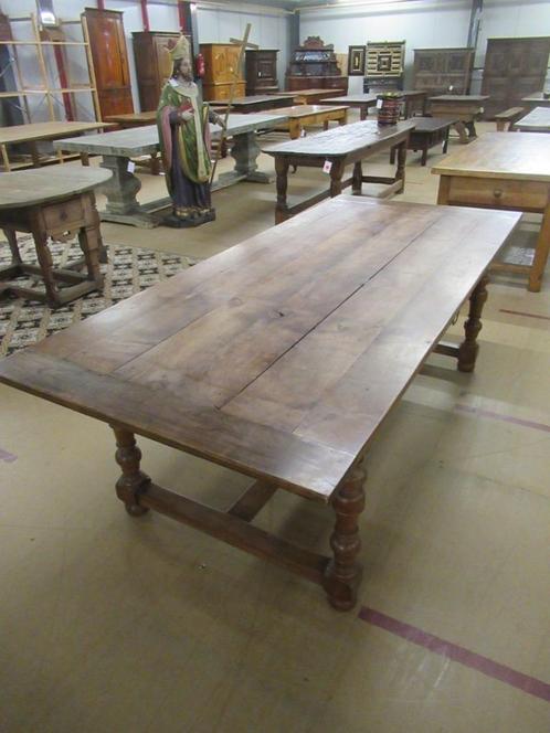 Oer 11504 ANTIEKE kersenhouten kloostertafel, L= 232 cm, Antiek en Kunst, Antiek | Meubels | Tafels, Ophalen