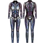 Dames catsuit 8 bodysuit robot skelet kleur jumpsuit, Verzenden, Maat 46/48 (XL) of groter, Nieuw, Overige thema's