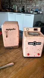 Oude blikken wasmachine & koelkast Made in Japan, Antiek en Kunst, Antiek | Speelgoed, Ophalen of Verzenden