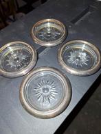 Antieke Verzilverde Onderzetters met Glas (4), Ophalen of Verzenden