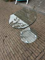 Unieke Glazen Bijzettafel op Wielen, Huis en Inrichting, Tafels | Bijzettafels, 45 tot 60 cm, Gebruikt, ., Glas