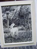 WITTE PAARDEN i/h Bos, Orig schilderij signering Van Ekeren, Ophalen