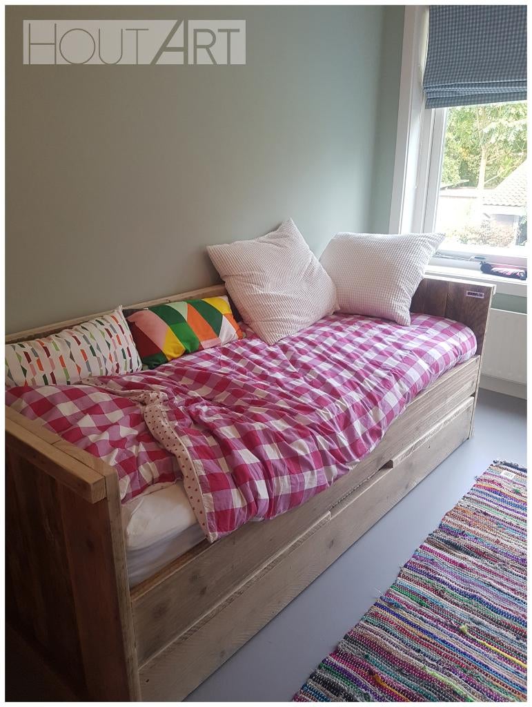 Bedbank steigerhout, 85 tot 100 cm, Info@hout-art.nl, Nieuw, Ophalen of Verzenden