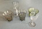 5 oude antieke glaasjes glas handgeblazen slinger, Antiek en Kunst, Ophalen of Verzenden