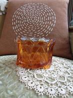Brocant Amber Kleurig Glazen Theelichtje ** Mimosa **, Antiek en Kunst, Antiek | Glas en Kristal, Ophalen of Verzenden