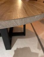 Ronde eettafel met 4 grijze stoelen, Huis en Inrichting, Gebruikt, 100 tot 150 cm, Rond, Ophalen of Verzenden
