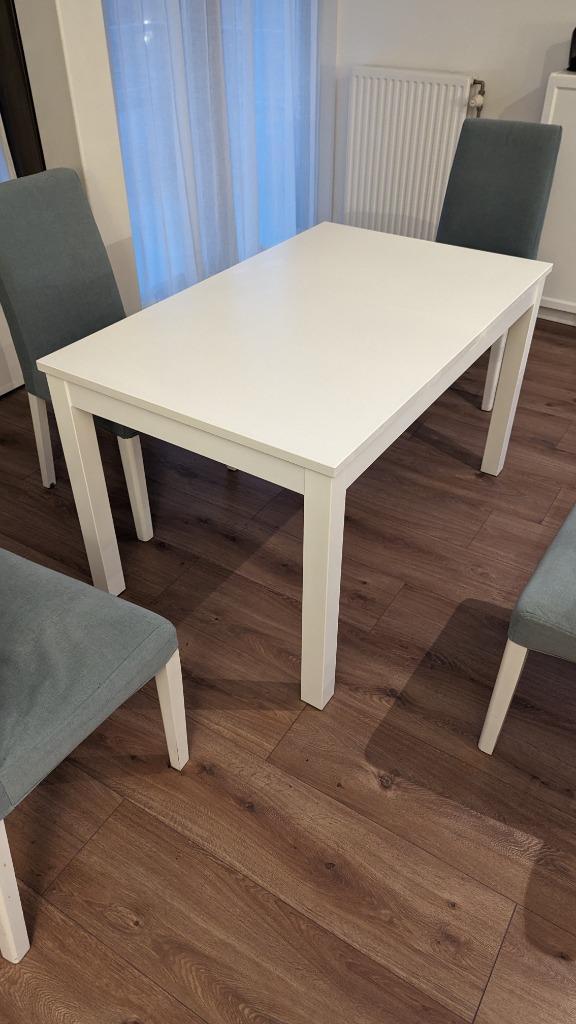 Extendable white table, Huis en Inrichting, Tafels | Eettafels, Gebruikt, 50 tot 100 cm, 100 tot 150 cm, Vijf personen of meer