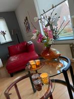 Rode leren bank, Huis en Inrichting, Banken | Sofa's en Chaises Longues, Ophalen of Verzenden, Gebruikt, 75 tot 100 cm, Tweepersoons